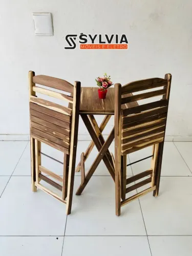 Conjunto dobrável bistrô sem verniz