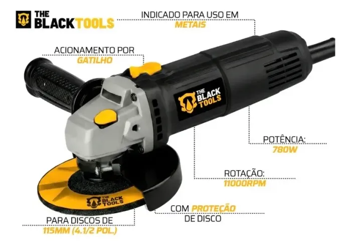 Esmerilhadeira Lixadeira Angular 4.1/2 Profissional  The Black Tools