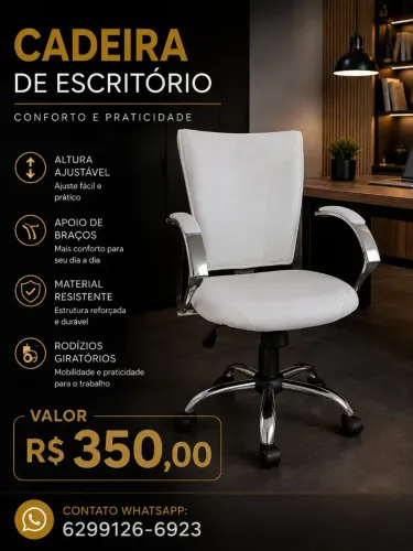 Cadeira branca para escritório R$ 350,00