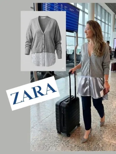 CAMISA ZARA CINZA PRATA - LINHA COM BARRA DE CETIM