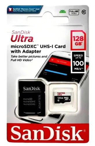 Cartão de memória Sdcard Sandisk Ultra 128GB com adaptador