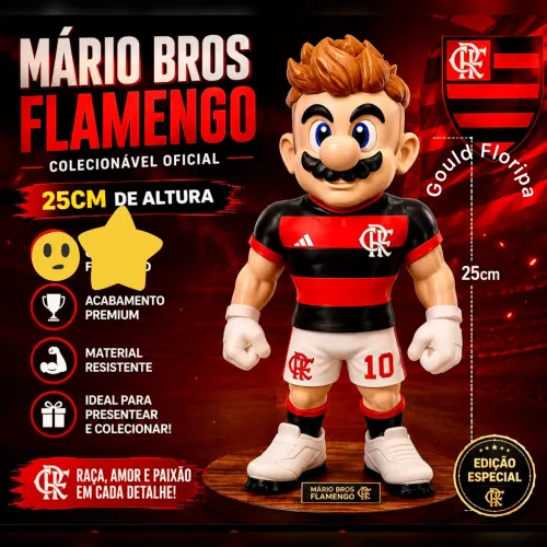 Exclusivo!!!! Boneco Mário Bros Flamengo 25cm