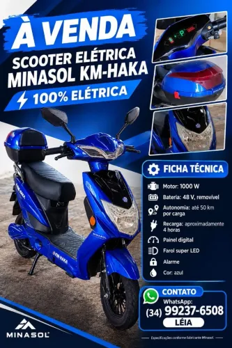 Vendo Scooter elétrica 1000 w de potência suporta até 150 kg faz 40 km/h