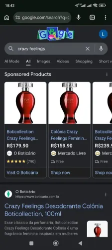 Perfume feminino Crazy Feeling boticário 60$