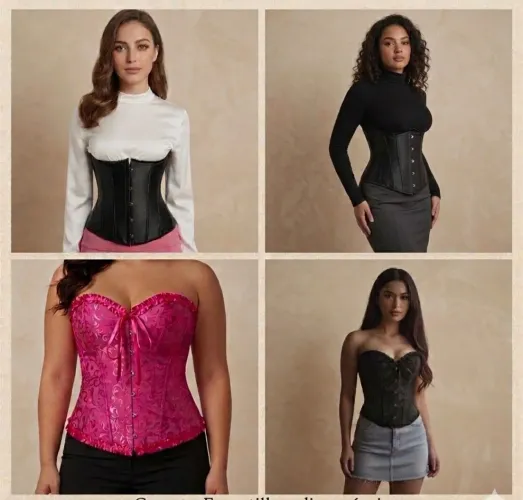Cinta Espartilho Corset Pink/Preto P/M/G
