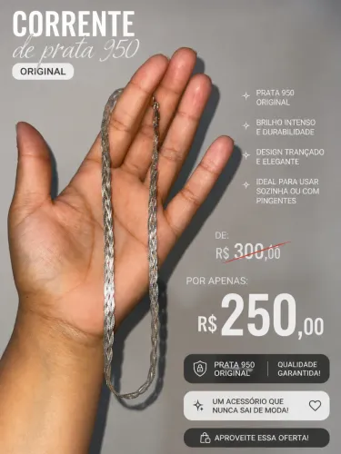 Corrente de Prata 950 Original