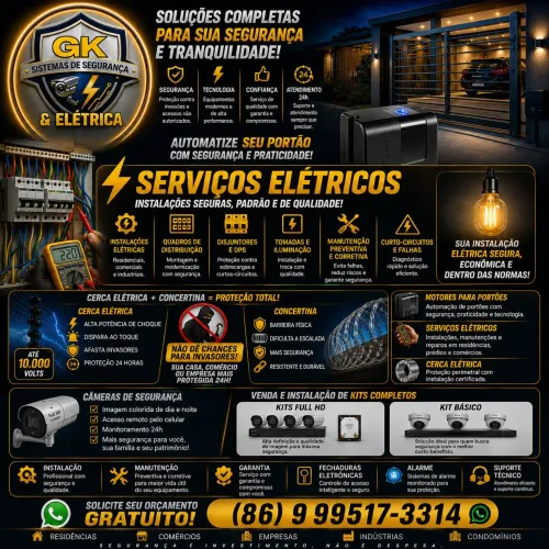 ELETRICISTA CAMERAS DE SEGURANÇA MOTOR DE PORTÃO | GK SISTEMAS