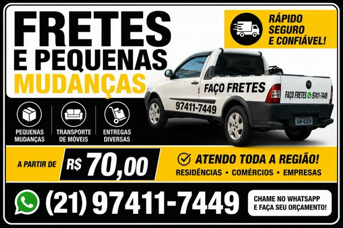 FRETES E PEQUENAS MUDANÇAS - A PARTIR DE 70$