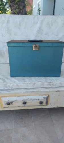 Antiga Maleta Arquivo aço caixa baú vintage para decoração.