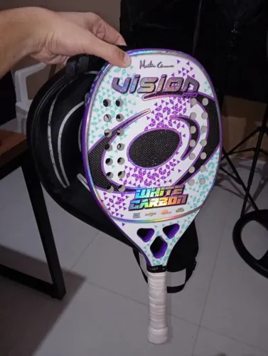 Raquete de Beach Tennis Vision Pro White Carbon