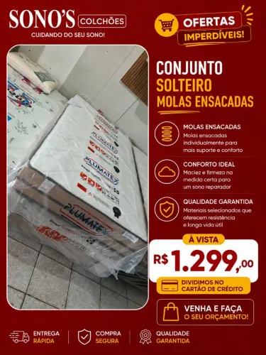 Cama de solteiro molas ensacadas 1,88x88 cm