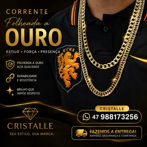 Corrente Masculina Grossa Folheada a Ouro