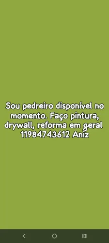 Pedreiro disponível 