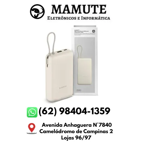 Carregador Portátil Xiaomi 20000 Mah 33w C/cabo Integrado Powerbank Bateria Portátil