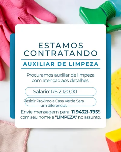 Auxiliar de Limpeza - Masculino -