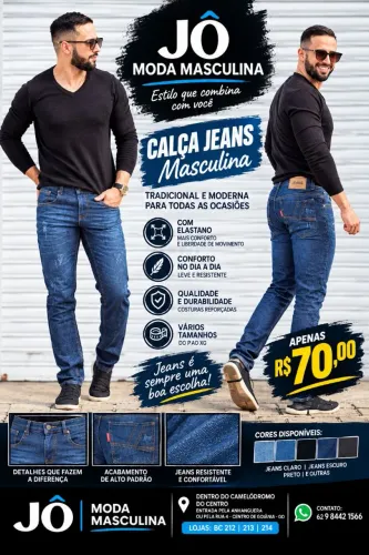 Calças jeans Tradicional Masculina com elastano