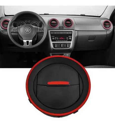 Kit 04 Unid. - Difusor Ar Volkswagen Gol Saveiro G4 G5 G6 G7 Voyage -Preto C/ Aro Vermelho