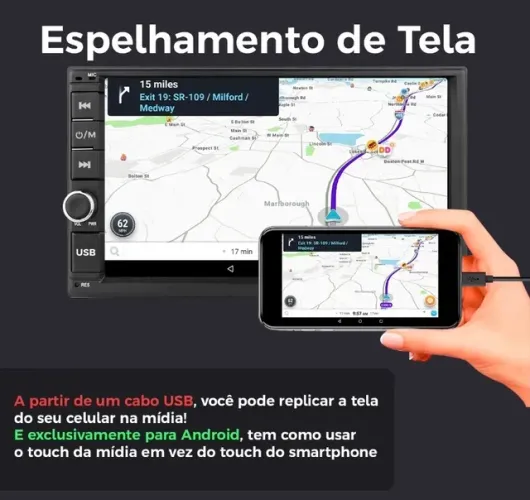 Central Multimídia Mp5 Espelha iPhone Bt Tv Digital Usb