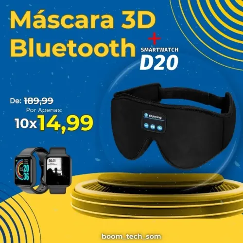 Máscara Bluetooth 3D + Smartwatch D20 | Fone de Ouvido | Garantia | Pronta Entrega