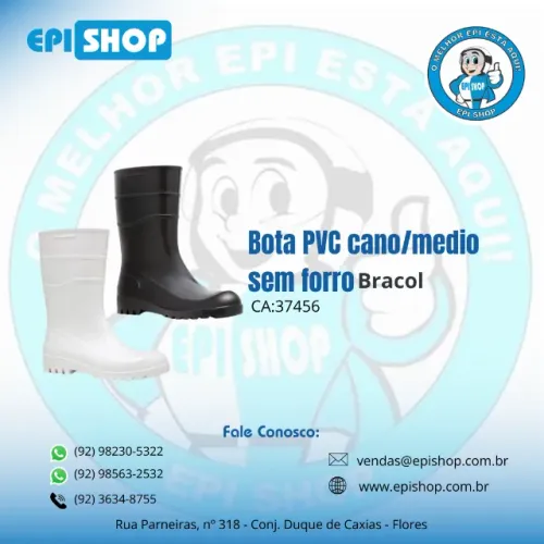 Bota PVC cano/médio sem forro Bracol CA 37456