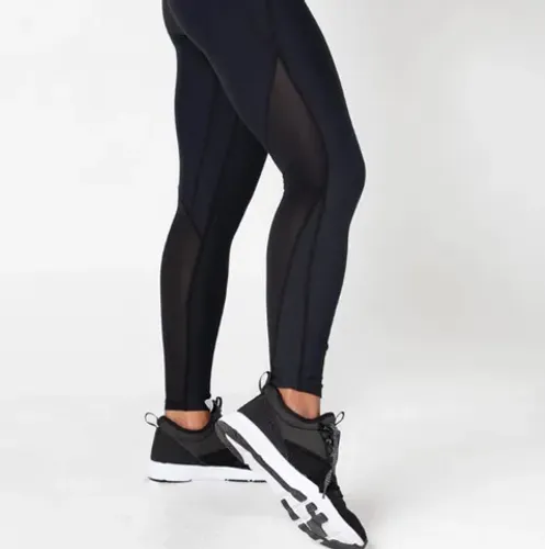 Calça Legging Ginástica c/ Tela Decathlon (Preta/Feminina/Tamanho: P)