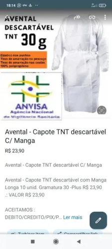 Avental Capote Descartável - TNT Com Velcro Pct com 10 UN