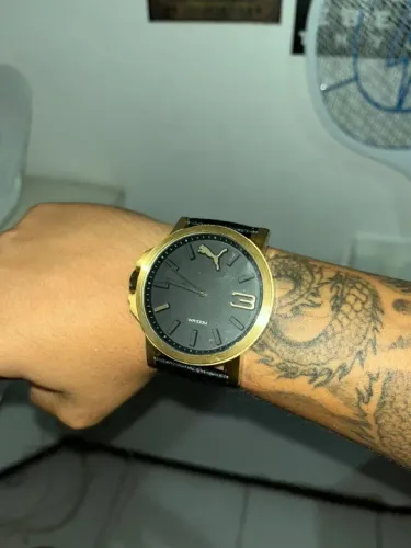 Relógio puma time stainless steel 805 original masculino dourado