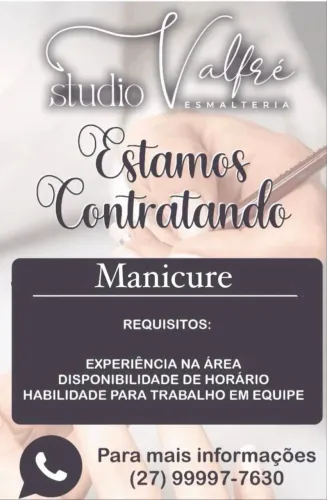 VAGA DE MANICURE COM EXPERIÊNCIA