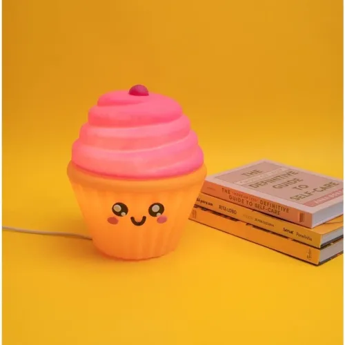 Luminária Abajur Cupcake Fofo Rosa e Amarelo