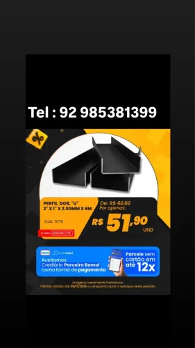 Perfil u de 2? x 1 x 2mm x 6m 