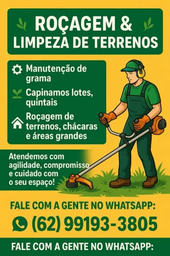 Roçagem e Limpeza de Terrenos.<br>Manutenção de grama <br>Capinamos Lotes quintais
