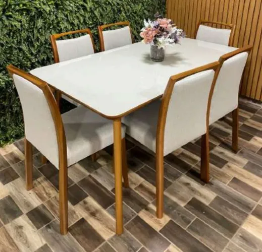 Mesa de jantar Janaína com 6 cadeiras madeira maciça