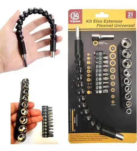 Kit Eixo Extensor Flexivel 1/4 Universal 21 Pçs Soquete Ph2