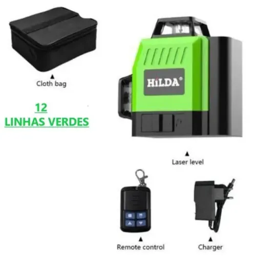 Nível a Laser Hilda 12 Linhas 3D - Auto-nivelamento e Precisão 360°