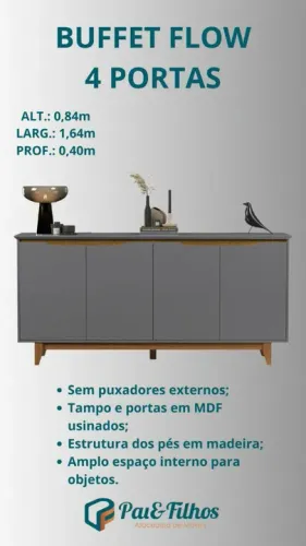 Buffet 4 portas moderno Flow @dicasabh 