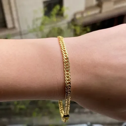 Pulseira Grumet Dupla 4,3mm (Fecho Gaveta) (Banho Ouro)