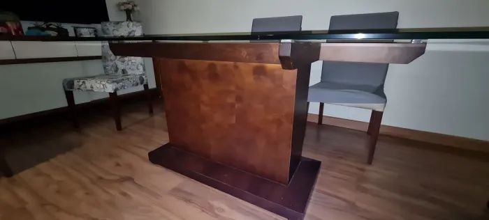 Mesa de Jantar de Vidro 6 lugares mobiliadora Lider