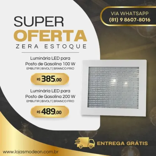 Luminaria led para posto de cmbustivel 100w