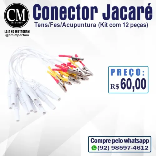 Conector Jacaré (Kit com 12 peças)