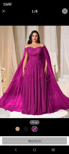 Vestido de Festa Longo Pink com Capa Elegante