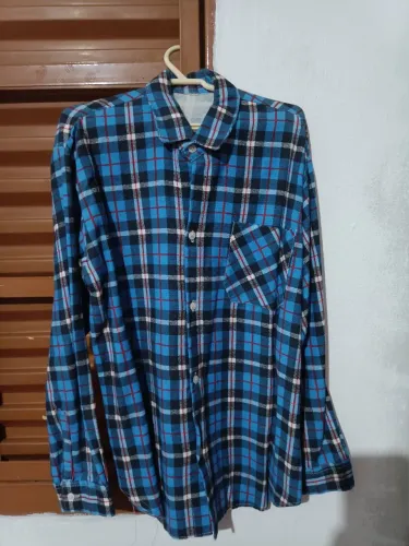 Camisa xadrez azul infantil