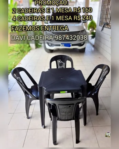 CONJUNTO MESA COM CADEIRAS KM 8T SV MONOBLOCO 7X - PROMOÇÃO ENTREGA HOJE