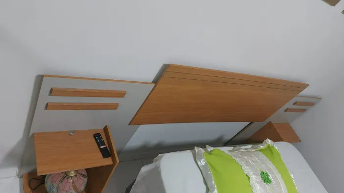 Cama Box completa com Cabeceira e mesas laterais embutidas e colchão