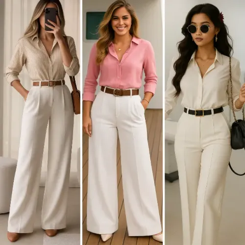 Conjunto Feminino Sofisticado de Blusa e Calça em Linho - Elegância para Médicas