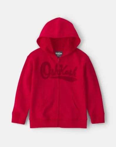 Moletom OshKosh  infantil com zíper Vermelho estilo Capuz Bolso Canguru Tamanho 12  