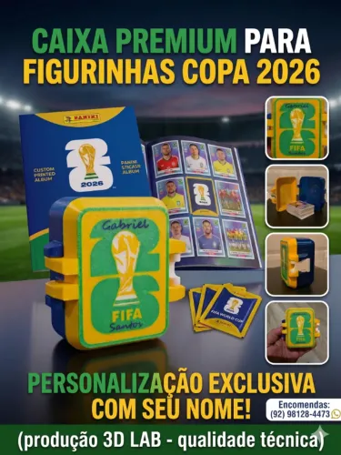 Caixa Organizadora para Figurinhas da Copa 2026 - Personalize com seu Nome!