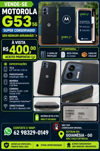 Celular MotoG53 128, impecável a baixo custo (usado)