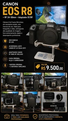 Canon EOS R8 + Adaptador + Lente 24-50