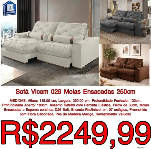 Sofá retrátil reclinável vicam - PAGA NA ENTREGA 