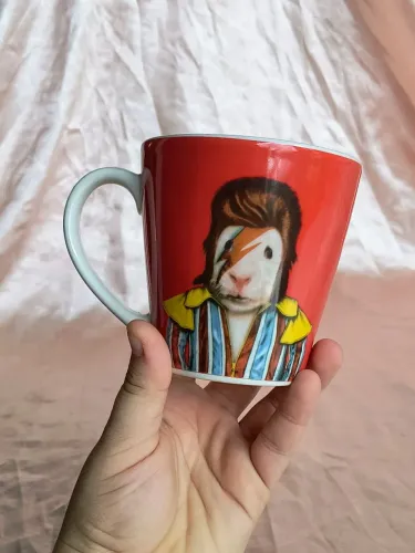 caneca pets rock David Bowie coleção ratinho hamster rockeiro banda musica coleção arte